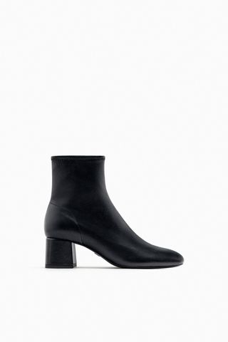 Zara + Block Heel Stretch Ankle Boots