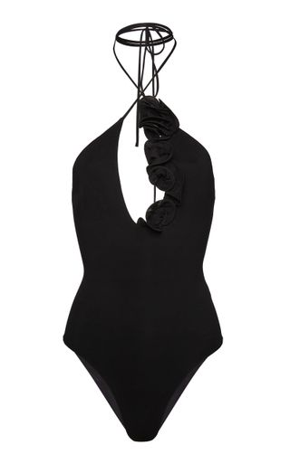 Magda Butrym + Floral Aplliquéd Stretch Jersey Bodysuit