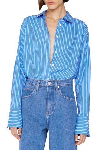 Frame + Oversize Stripe Button-Up Shirt
