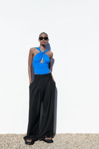 Zara + Knotted Neckline Bodysuit