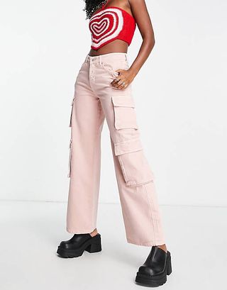 ASOS + The Ragged Priest Wide Leg Relaxed Cargo Jeans