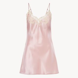 La Perla + Pink Silk Slip Dress With Frastaglio