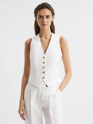 Reiss + Hollie Linen Tailored Waistcoat