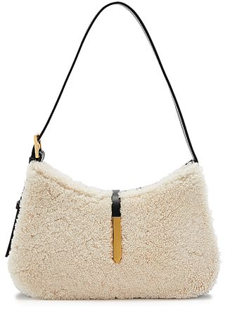 DeMellier + Tokyo Shearling and Leather Top Handle Bag