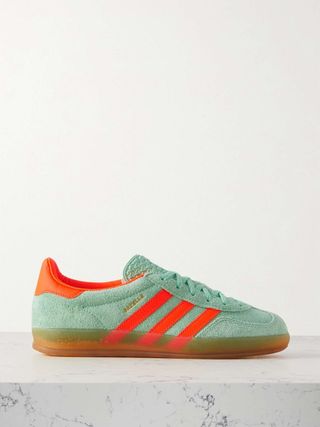 Adidas + Gazelle Indoor Leather-Trimmed Suede and Nylon Sneakers