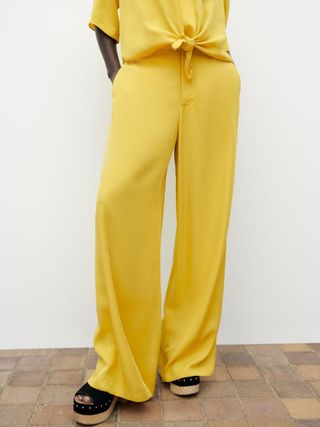Zara + Flowing Pyjama-Style Trousers