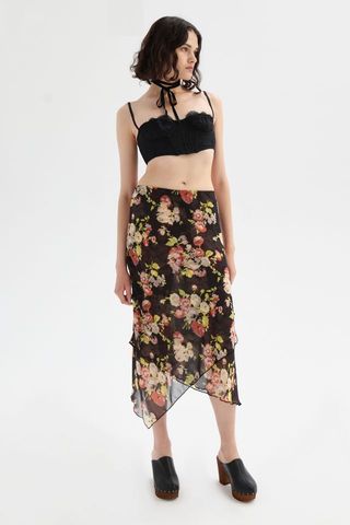 Urban Outfitters + Marisol Layered Floral Midi Skirt