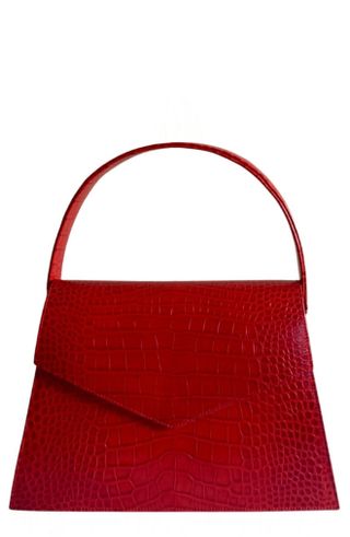 Anima Iris + Medium Grande the Zaza Croc Embossed Leather Top Handle Bag