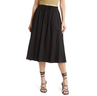Treasure & Bond + Drawstring Linen Blend A-Line Skirt