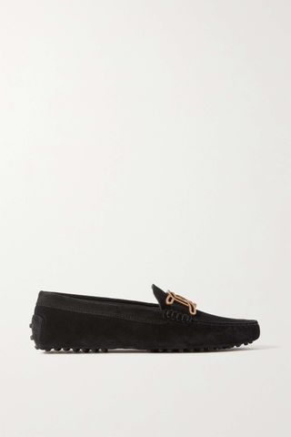 Tod's + Gommino Embellished Suede Loafers