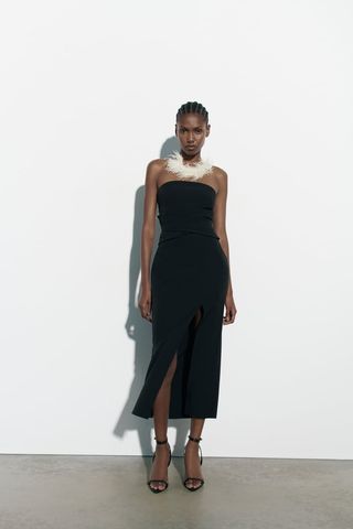 Zara + Strapless Midi Dress