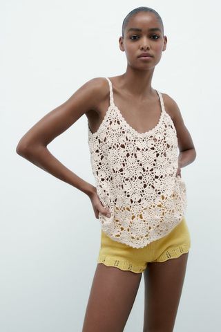 Zara + Crochet Knit Top