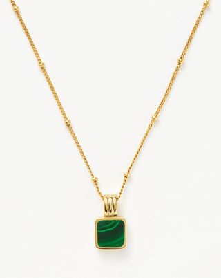 Missoma x Lucy Williams + Square Malachite Necklace in 18ct Gold Plated Vermeil and Malachite