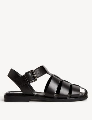 M&S Collection + Wide Fit Leather Ankle Strap Sandals