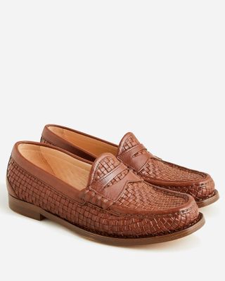 J.Crew + Winona Penny Loafers in Woven Italian Leather