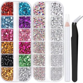 Amazon + Nail Art Rhinestones in Transparent White & Mixed Color