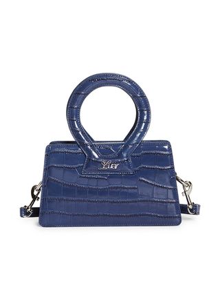 Luar + Ana Mini Croc Embossed Leather Top Handle Bag