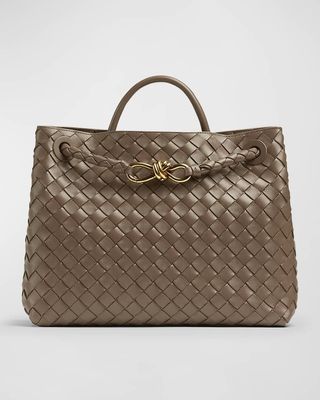 Bottega Veneta + Andiamo Medium Intreccio Top-Handle Bag