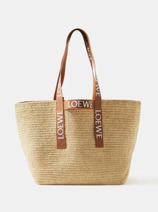 Loewe + Fold Logo-Strap Raffia Tote Bag