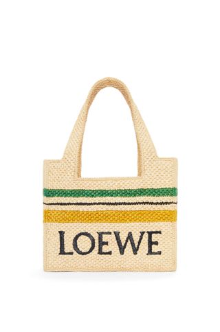 Loewe + Striped Loewe Font Tote in Raffia