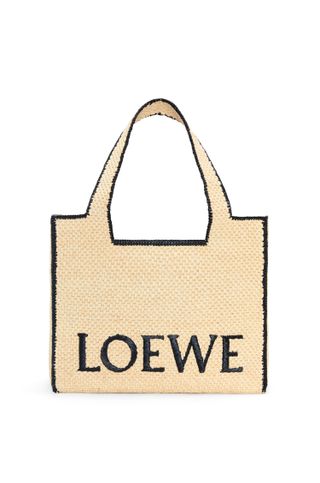 Loewe + Large Loewe Font Tote in Raffia
