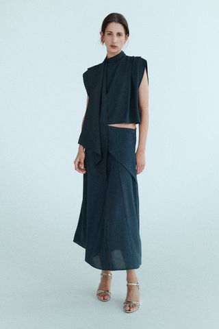 Zara + Wrap Collar Top