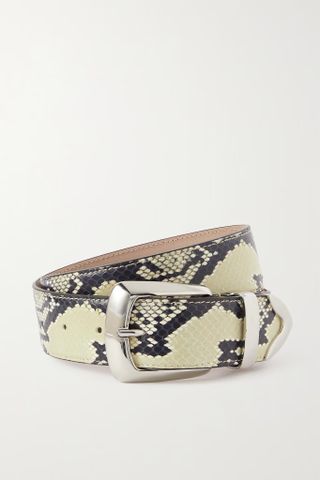 Khaite + Bruno Snake-Effect Leather Belt