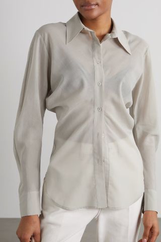 LVIR + Shirred Wool-Blend Shirt