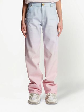 Balmain x Evian + Gradient Denim Loose Jeans