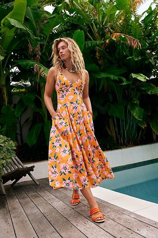 Free People + Finer Things Printed Midi Dress