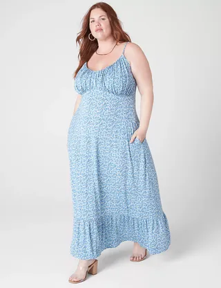 Lane Bryant + Sleeveless Ruched-Bust Maxi Dress