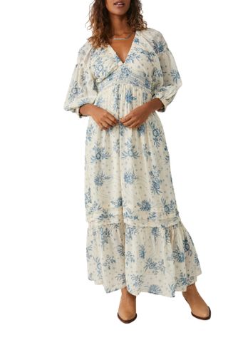Free People + Golden Hour Smocked Bodice Cotton Maxi Dress