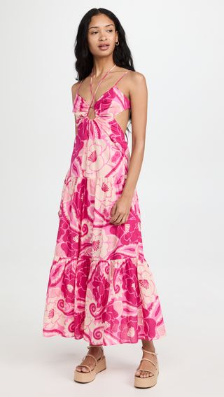 Farm Rio + Tropical Groove Pink Maxi Dress