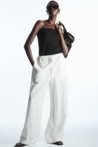 COS + Wide-Leg Linen Drawstring Trousers