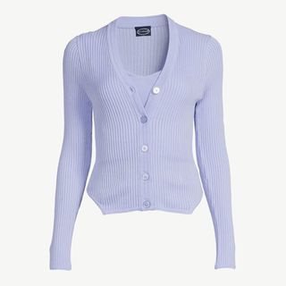 Scoop + Stripe Cardigan Sweater with Bralette