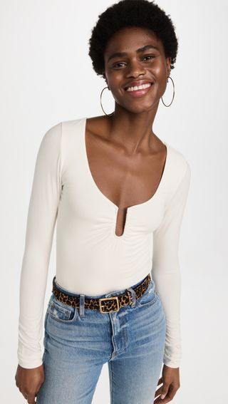 Good American + Good Touch U Ring Ruched Bodysuit