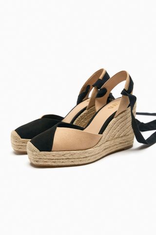 Zara + Lace-Up Wedge Shoes