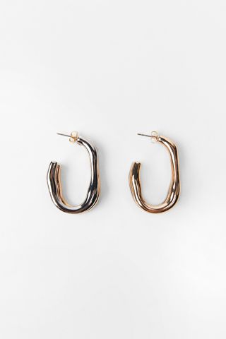Zara + Irregular Double Hoop Earrings