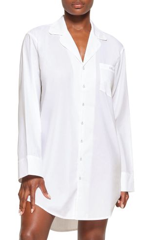 Skims + Notch Collar Cotton Sleep Shirtdress