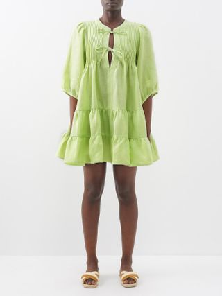 Casa Raki + Katja Tiered Organic-Linen Mini Dress