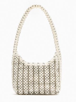 Zara + Faux Pearl Bead Bucket Bag