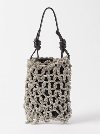 Staud + Tini Crystal-Embellished Satin Clutch Bag