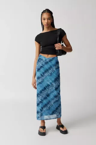 Urban Outfitters + UO Gwen Printed V-Front Midi Skirt