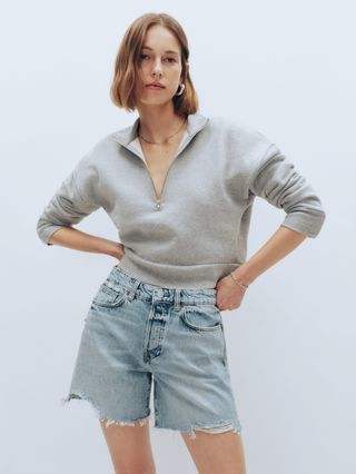 Reformation + Raye Mid Rise Relaxed Jean Shorts