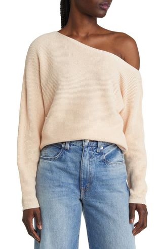 Treasure & Bond + One-Shoulder Thermal Knit Sweater