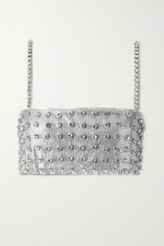 Retrofete + Kauren Cropped Embellished Chainmail Camisole