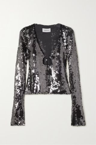 16Arlington + Solaris Sequined Stretch-Tulle Top