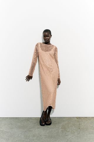Zara + Limited Edition Knit Dress with Sequins