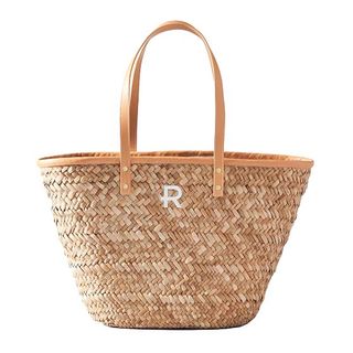 Mark & Graham + Palm Leaf Tote with Leather Strap
