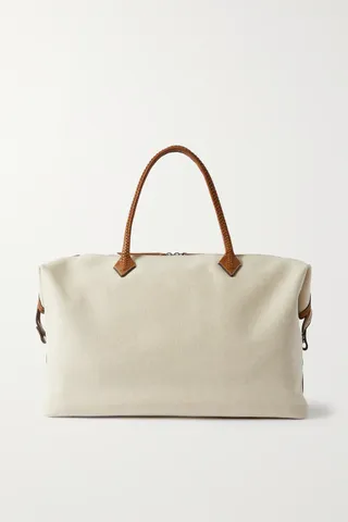 Métier + Perriand Weekend Leather-Trimmed Linen-Canvas Tote